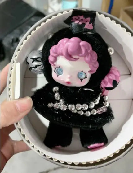 Labubu Plush Toys SKULLPANDA Mokoko Zimomo Halloween Labubu Keychain Doll Christmas Gift Keyring Kids Toys Replica