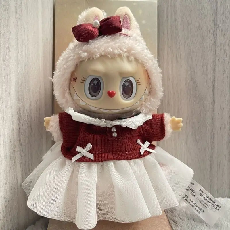 Labubu Plush Toys SKULLPANDA Mokoko Zimomo Halloween Labubu Keychain Doll Christmas Gift Keyring Kids Toys Replica