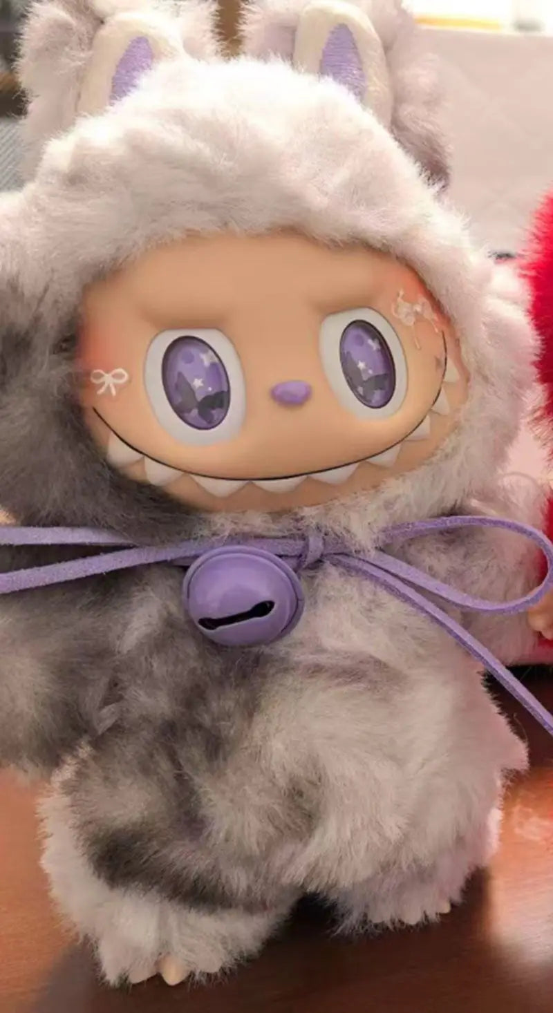 Labubu Plush Toys SKULLPANDA Mokoko Zimomo Halloween Labubu Keychain Doll Christmas Gift Keyring Kids Toys Replica