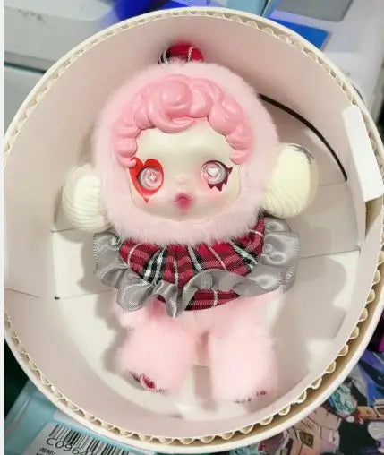 Labubu Plush Toys SKULLPANDA Mokoko Zimomo Halloween Labubu Keychain Doll Christmas Gift Keyring Kids Toys Replica
