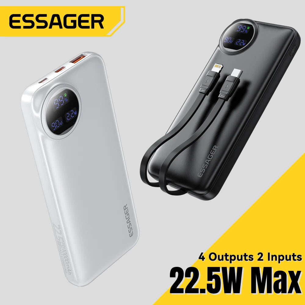 Essager Power Bank 30000mAh 22.5W PD Fast Charging Portable Powerbank 20000mAh/10000mAh For iPhone 16 15 14pro Max Huawei Xiaomi