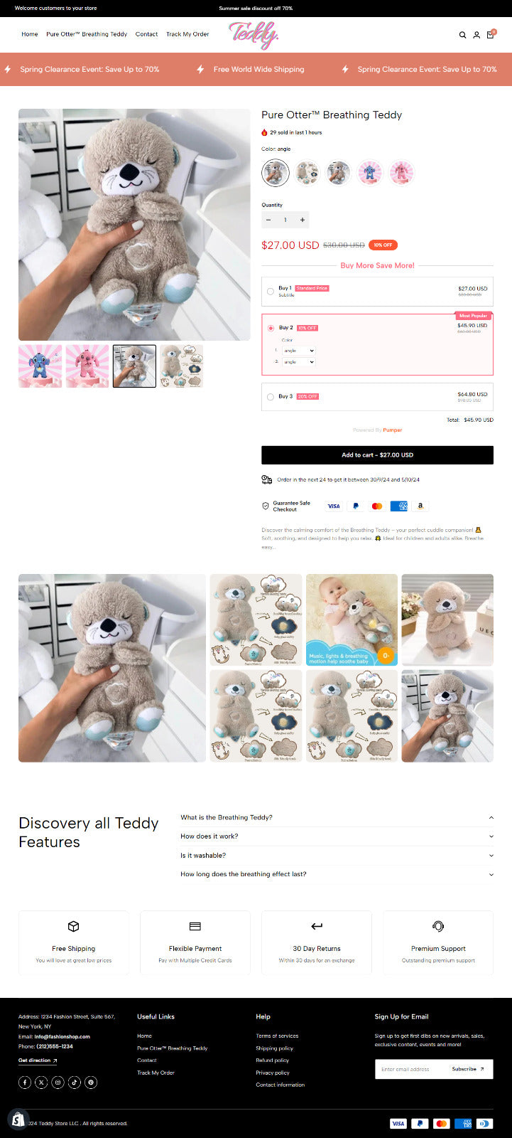 Ready Made Dropshipping Shopify Breathing Teddy Store with Supplier