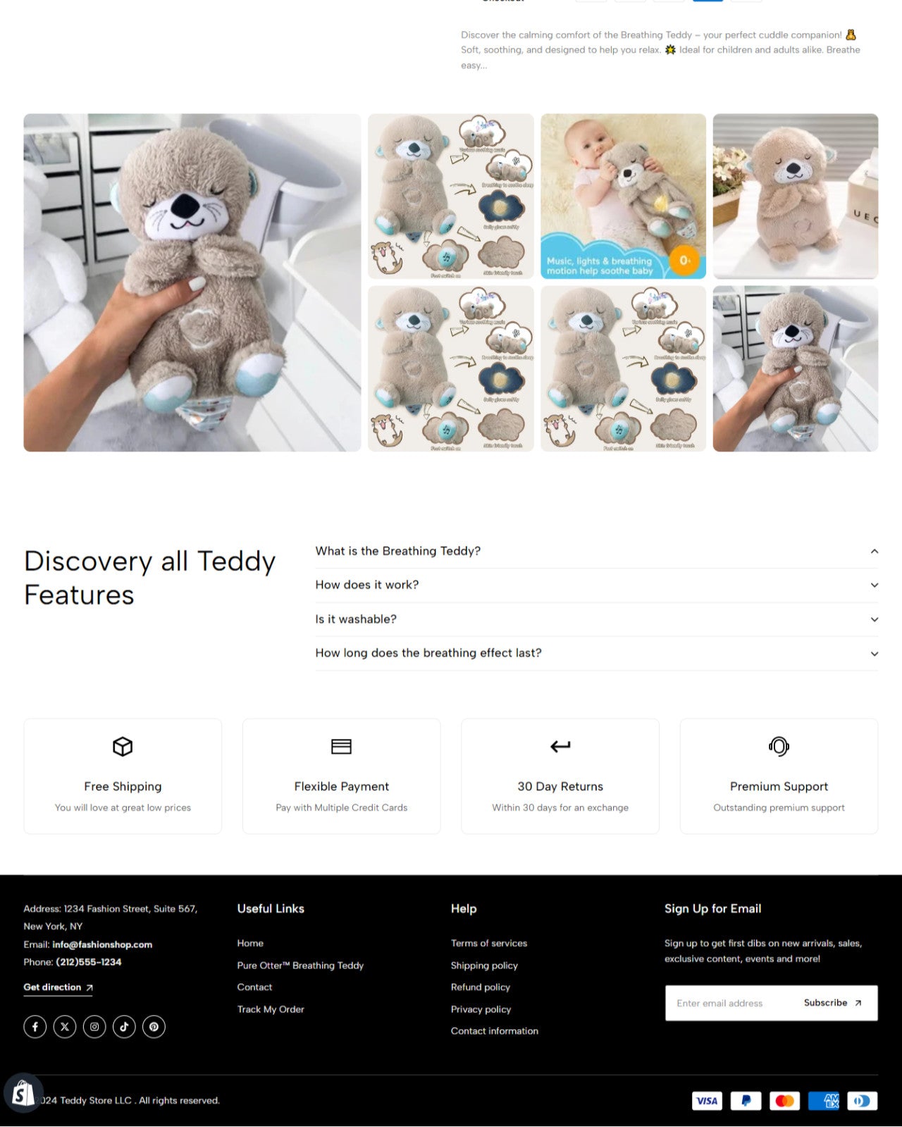Ready Made Dropshipping Shopify Breathing Teddy Store with Supplier
