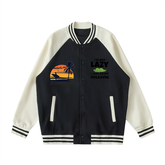 Two Tone Raglan Sleeve Varsity Jacket