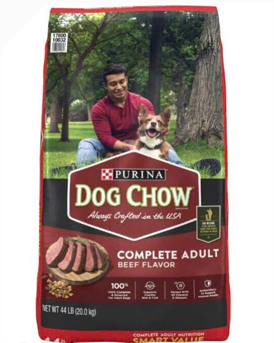 Purina Dog Chow Complete Adult Dry Dog Food, High Protein Real Beef, 44 lbs