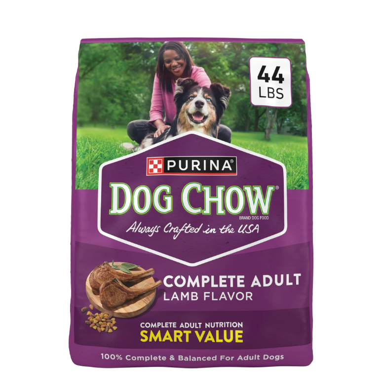 Purina Dog Chow Complete Adult Dry Dog Food, High Protein Real Lamb, 44 lb Bag