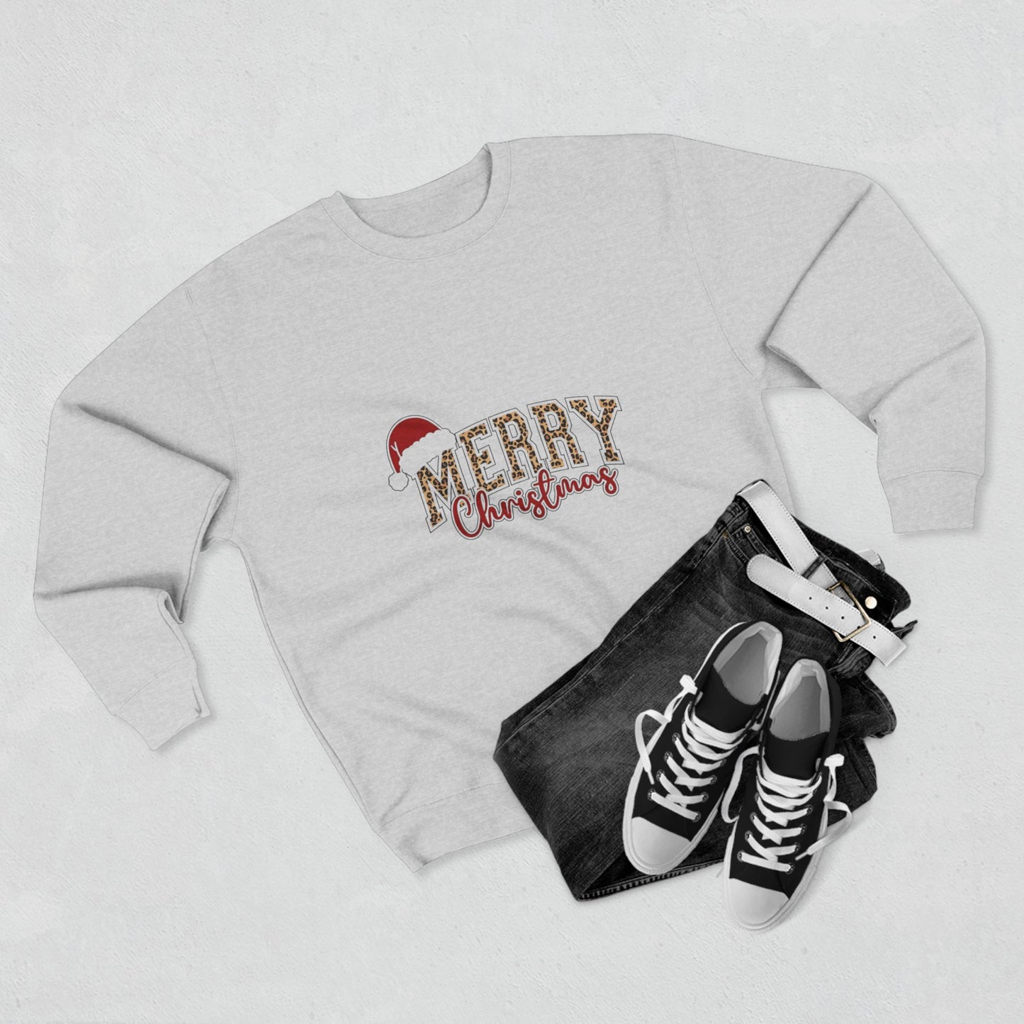Merry Christmas Crewneck Sweatshirt – Festive Santa Hat Holiday Sweater
