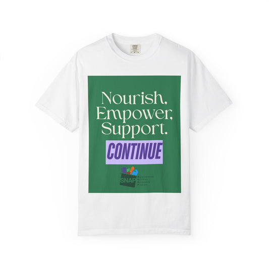 "Nourish. Empower. Support. CONTINUE" SNAP
