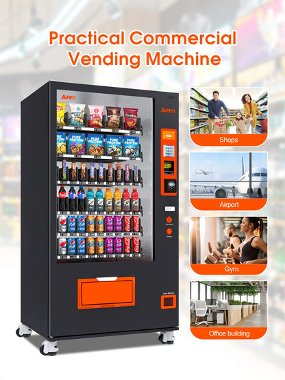 AFEN Large Capacity Cola Soda Vending Machine with Bill Acceptor and Card Reader for Offices Gyms and Retail Locations