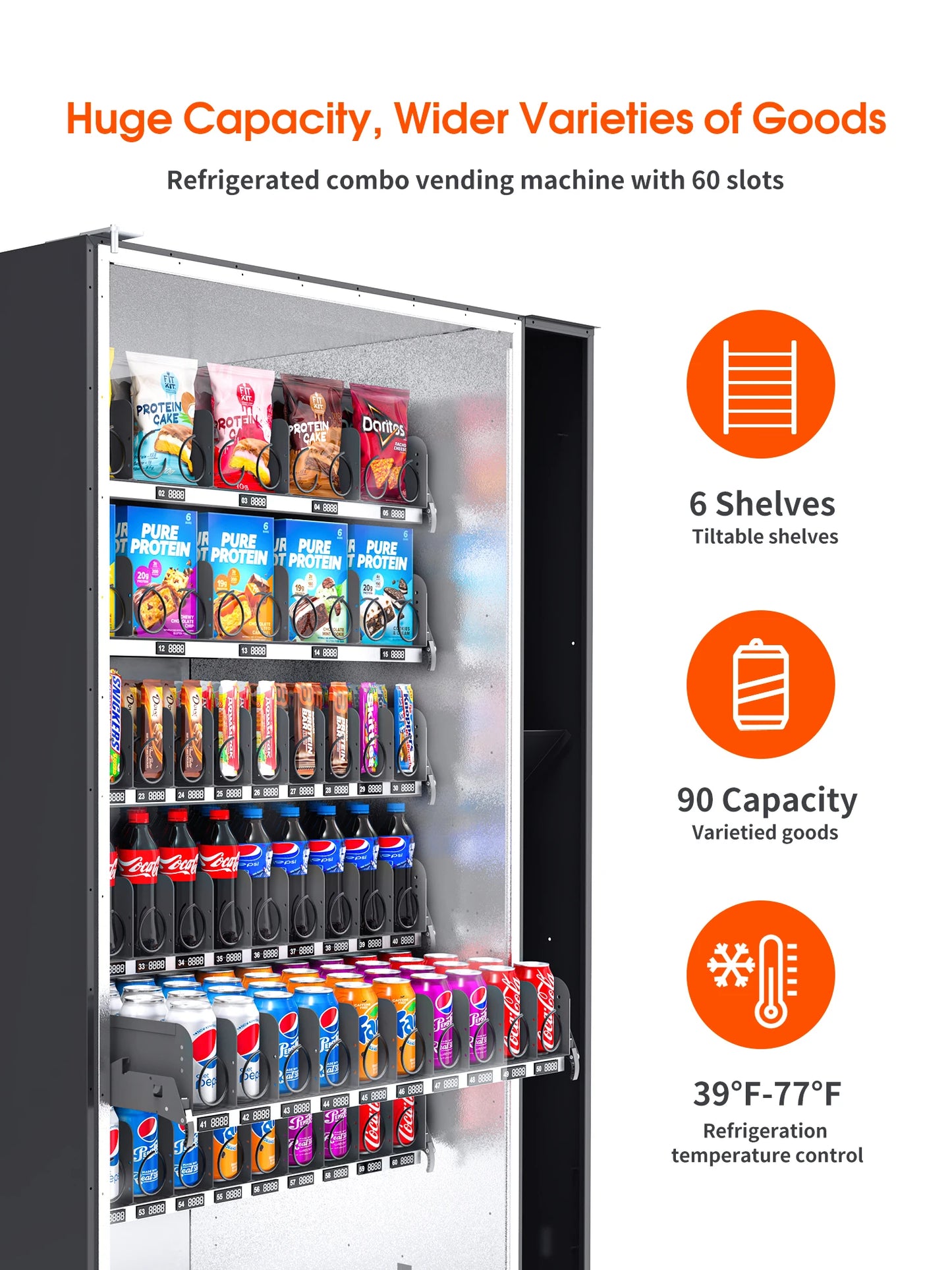 AFEN Large Capacity Cola Soda Vending Machine with Bill Acceptor and Card Reader for Offices Gyms and Retail Locations