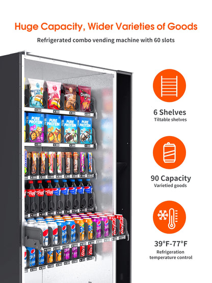 AFEN Large Capacity Cola Soda Vending Machine with Bill Acceptor and Card Reader for Offices Gyms and Retail Locations