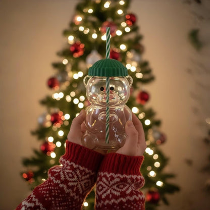 2025 Bearista BEAR Glass Jar Mug Straw Cold Cup Tumbler NEW LIMITED EDITION