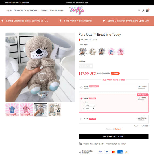Ready Made Dropshipping  Shopify Breathing Teddy Store with Supplier