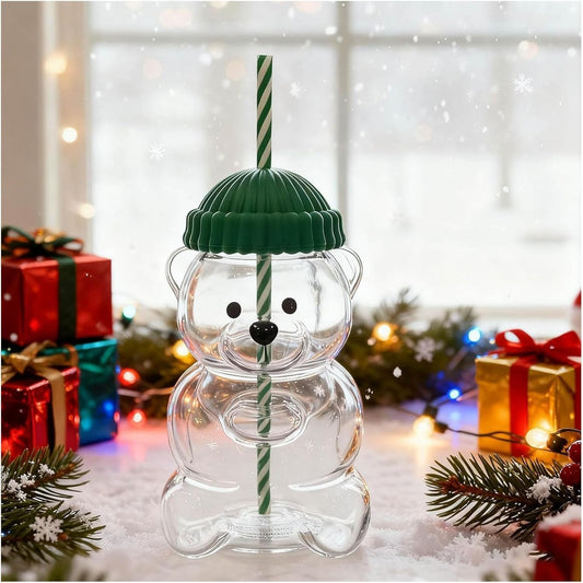 2025 Bearista BEAR Glass Jar Mug Straw Cold Cup Tumbler NEW LIMITED EDITION